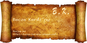 Becze Kerény névjegykártya